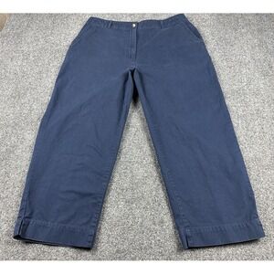 L L Bean Women's Cropped Pants Trousers Size 16-Reg Navy Blue Hiking Outdoor